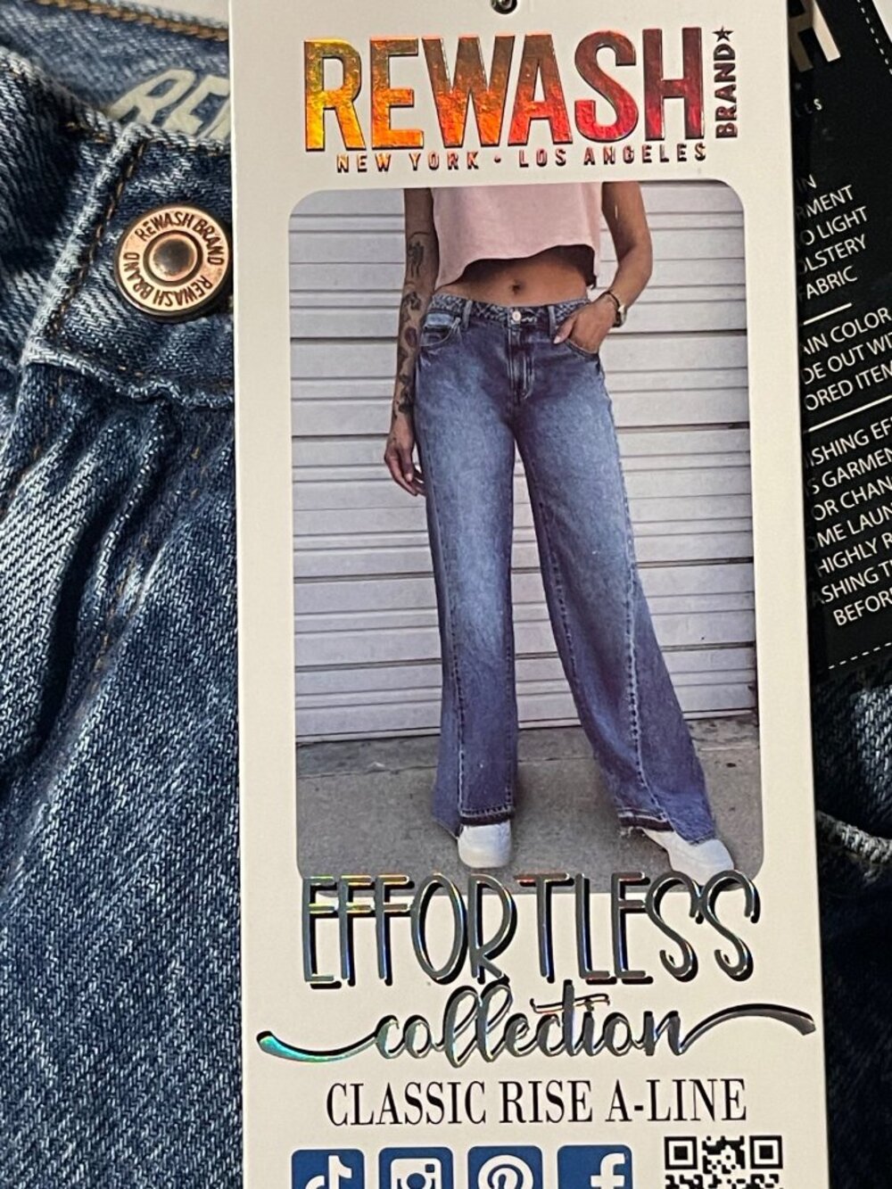 Rewash Denim Jeans Womens Size 1 JR/25 waist A-Line Classic Rise Effortless 1 JR - Picture 5 of 12